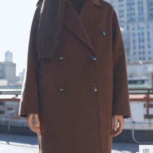 Mango  Brown Double-Breasted Women's Coat